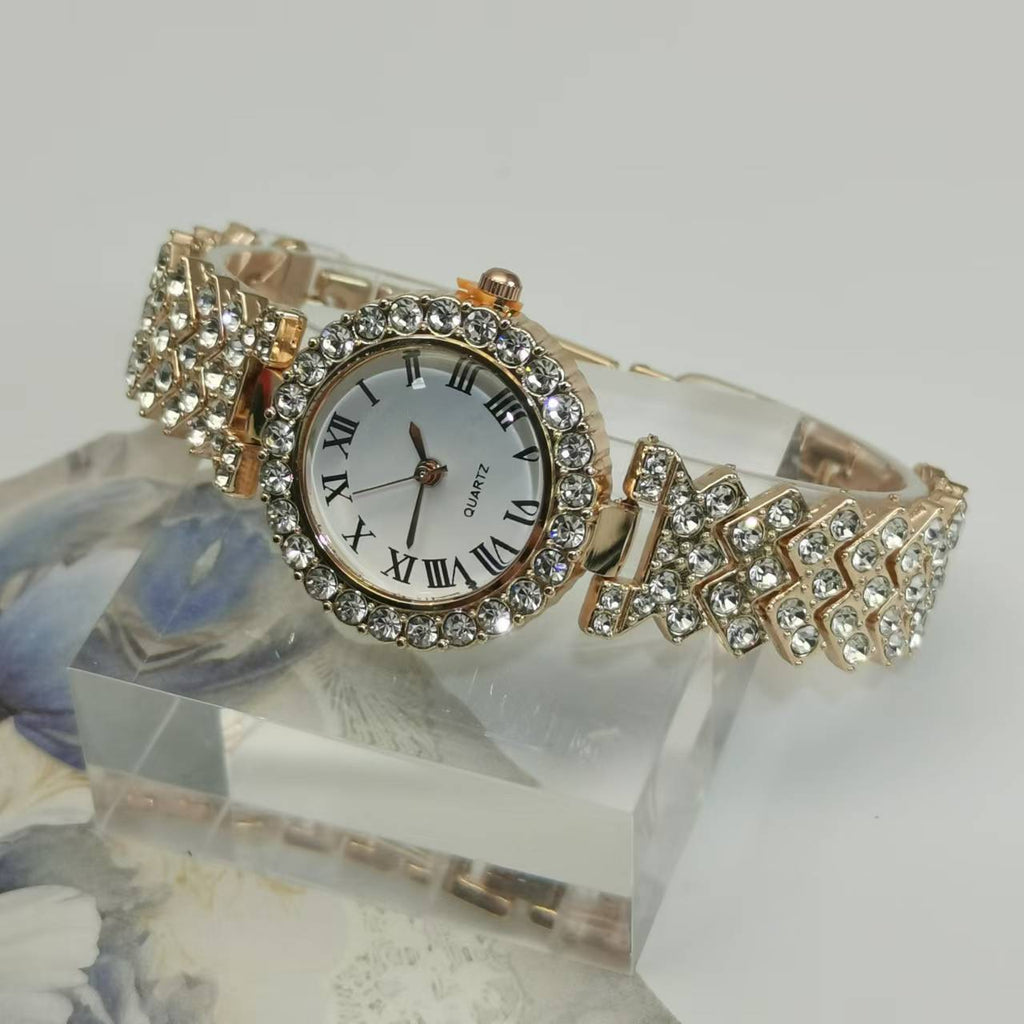 Versatile Diamond-studded Starry Sky Quartz Watch Bracelet For Women
